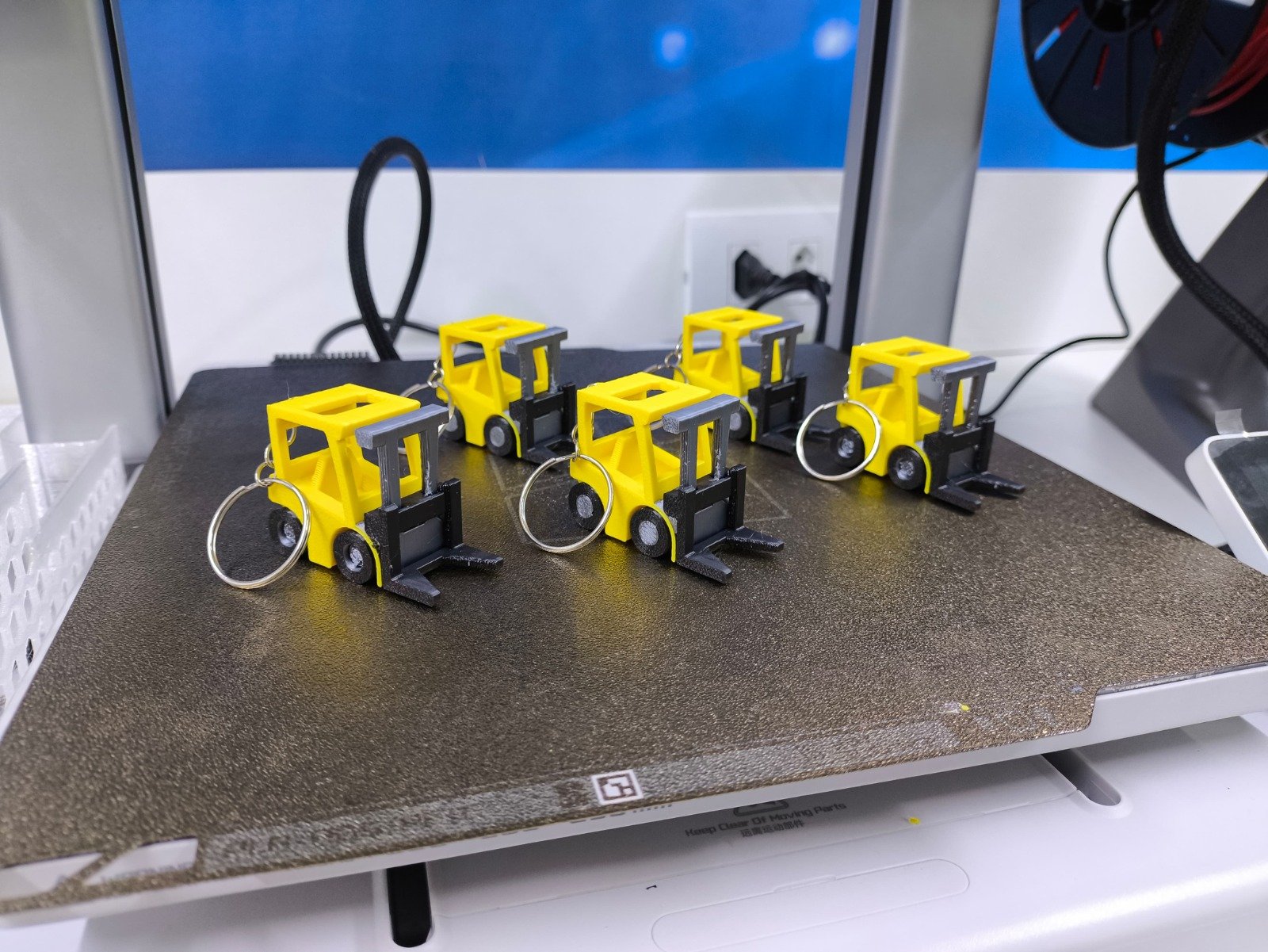 Chaveiros de empilhadeira produzidos em impressão 3D